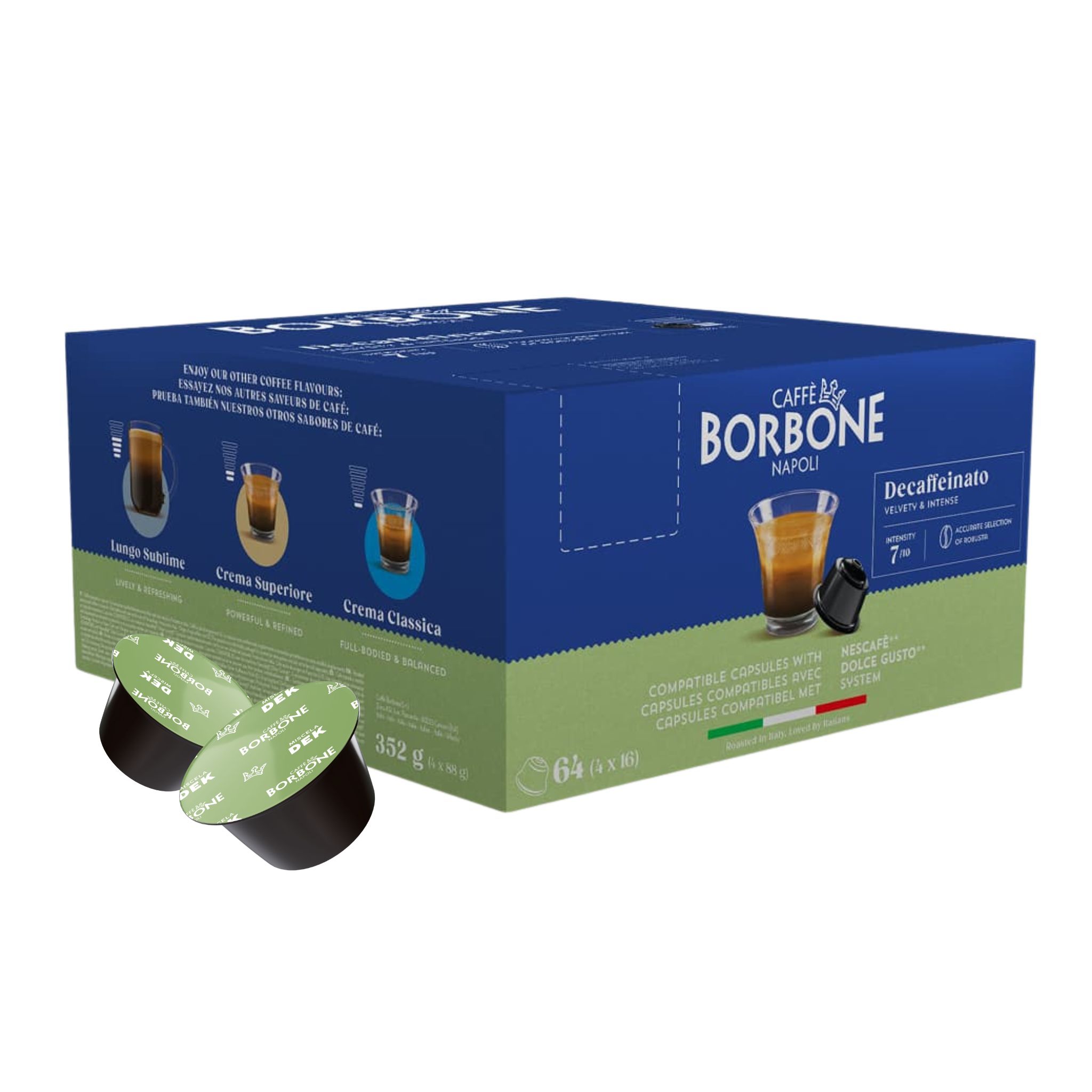 Caffè Borbone 64 Kapseln Dekoffiniert Kompatibel mit Nescafè®* Dolce Gusto®*