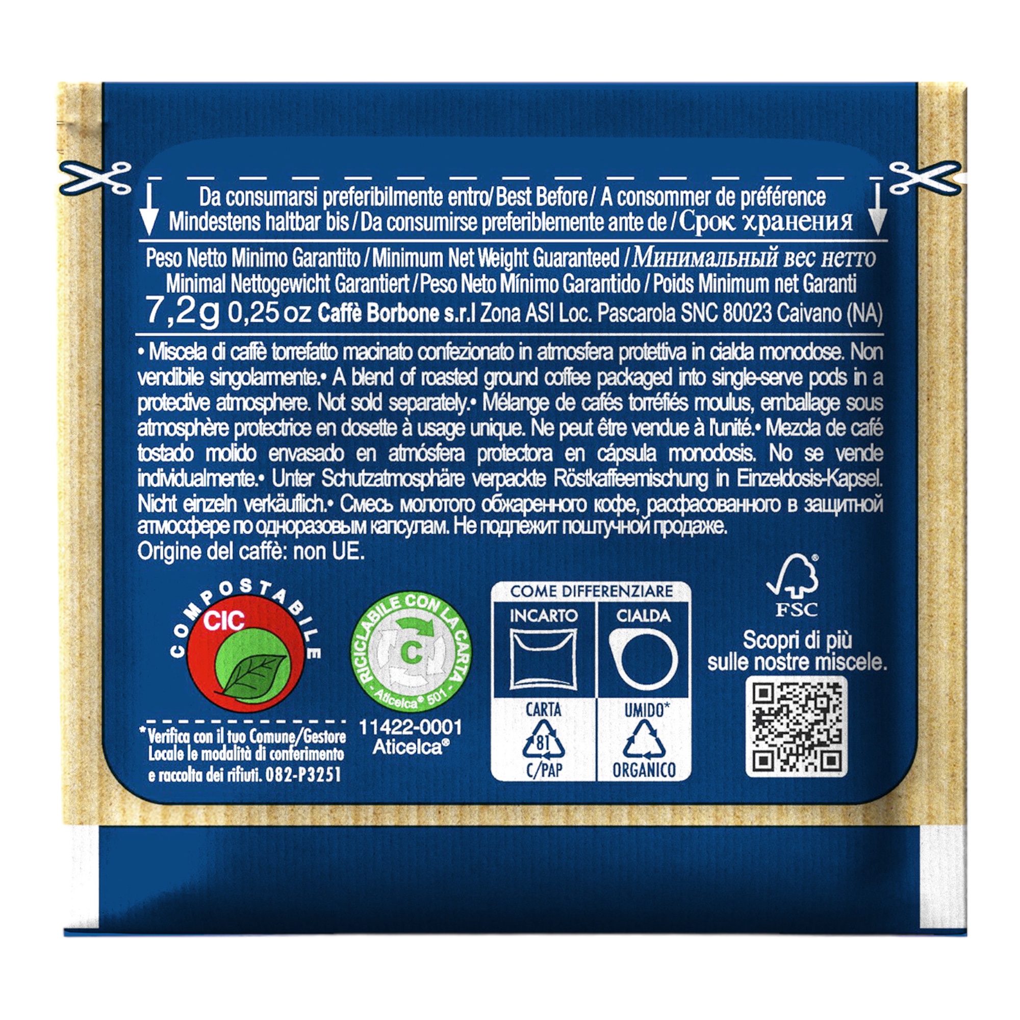 Caffé Borbone kompostierbare Kaffee Pads Blue 150 x7,2g