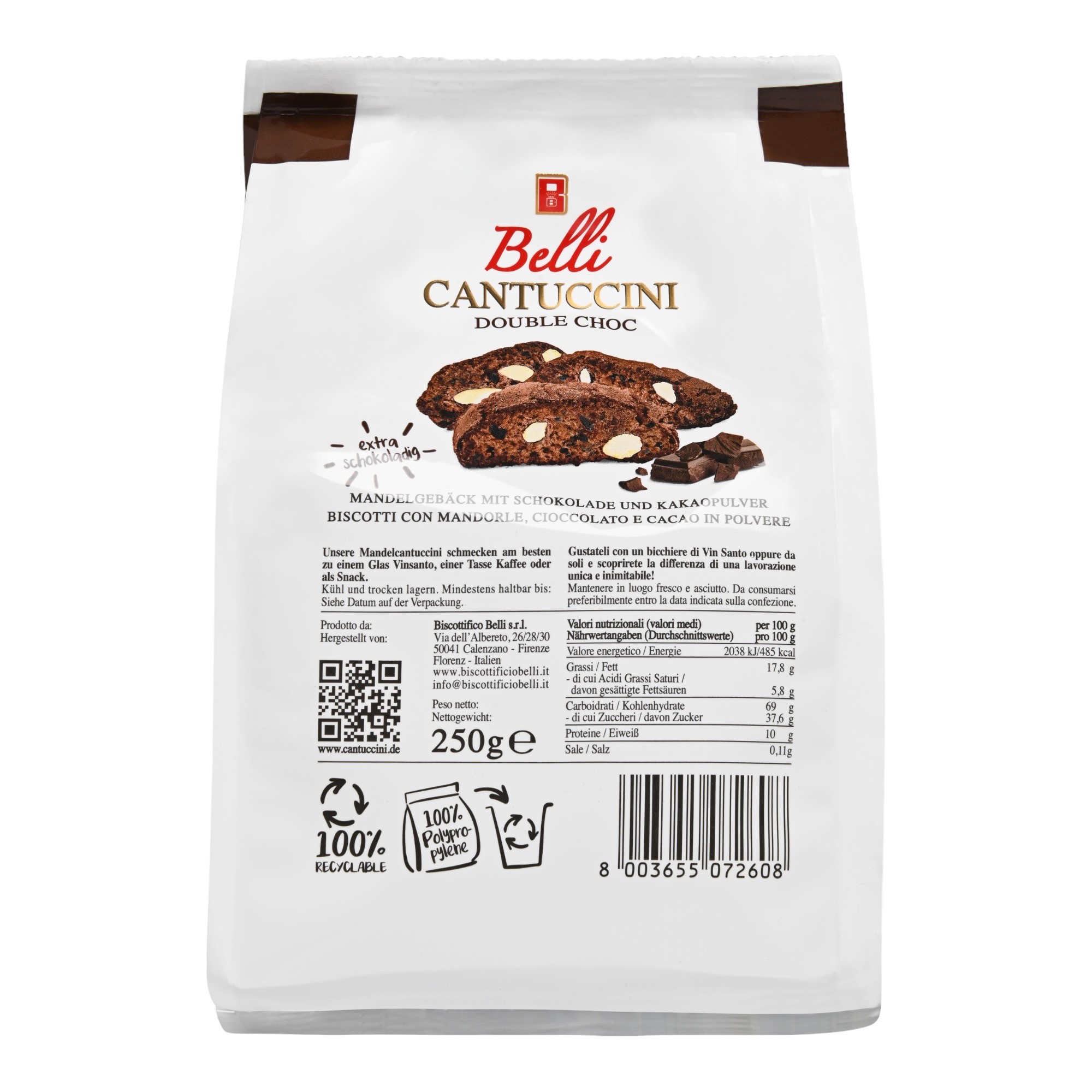 Belli Cantuccini DOUBLE CHOC 10x250g Belli Cantuccini DOUBLE CHOC 10x250g
