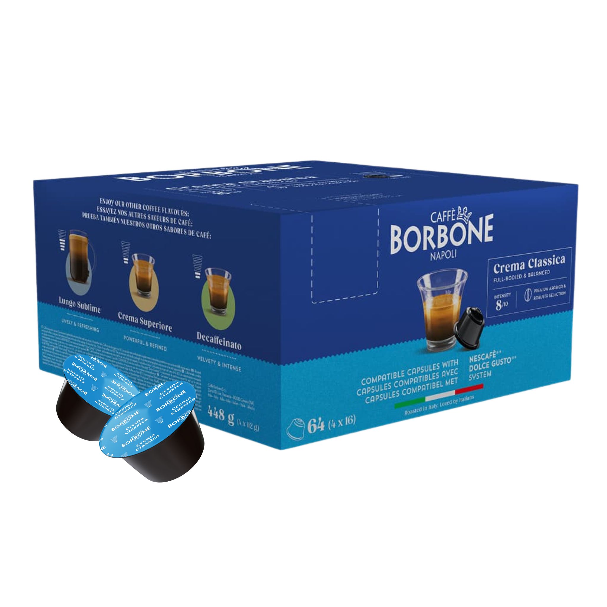 Caffè Borbone 64 Kapseln Crema Classica Kompatibel mit Nescafè®* Dolce Gusto®*