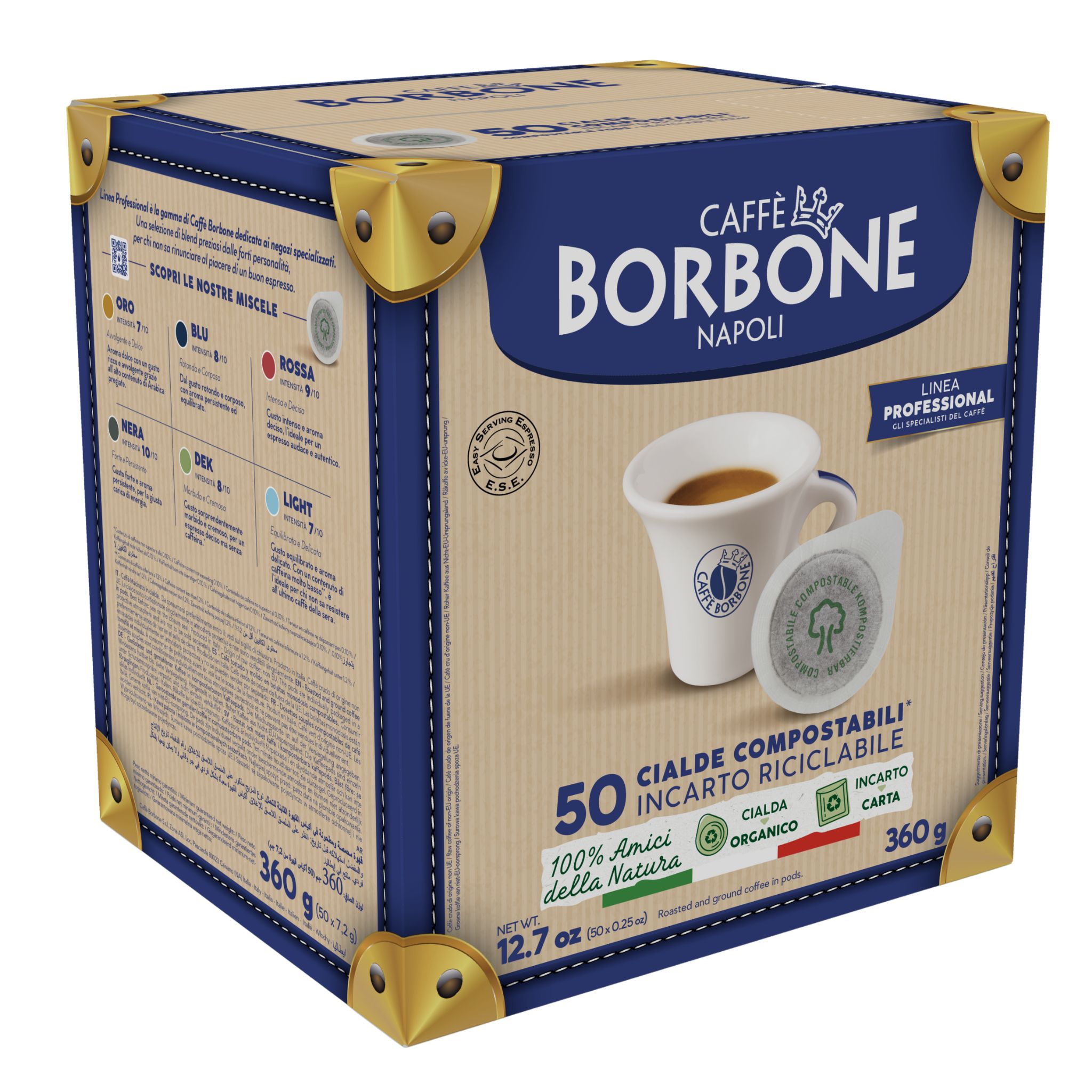 caffe-borbone-kaffeepads-50er-karton-seitlich.jpg Caffè Borbone Kaffeepads Rossa 50 E.S.E. Pads