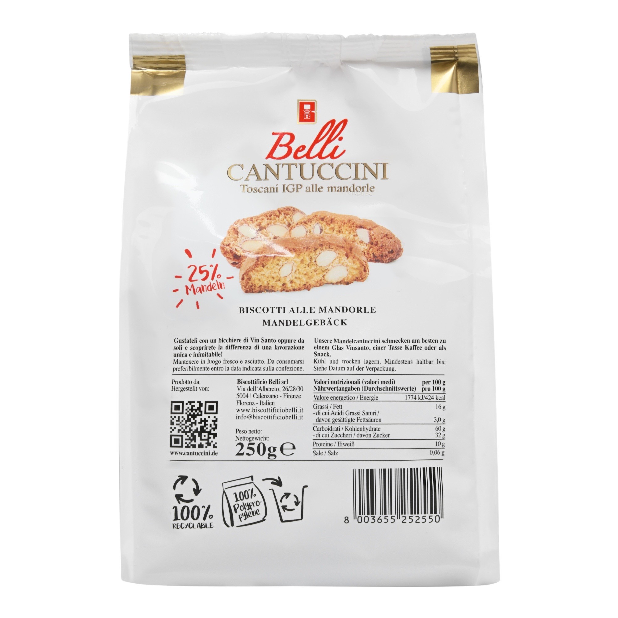 Belli Cantuccini alle Mandorle Toscani IGP 25% Mandeln 10x 250g