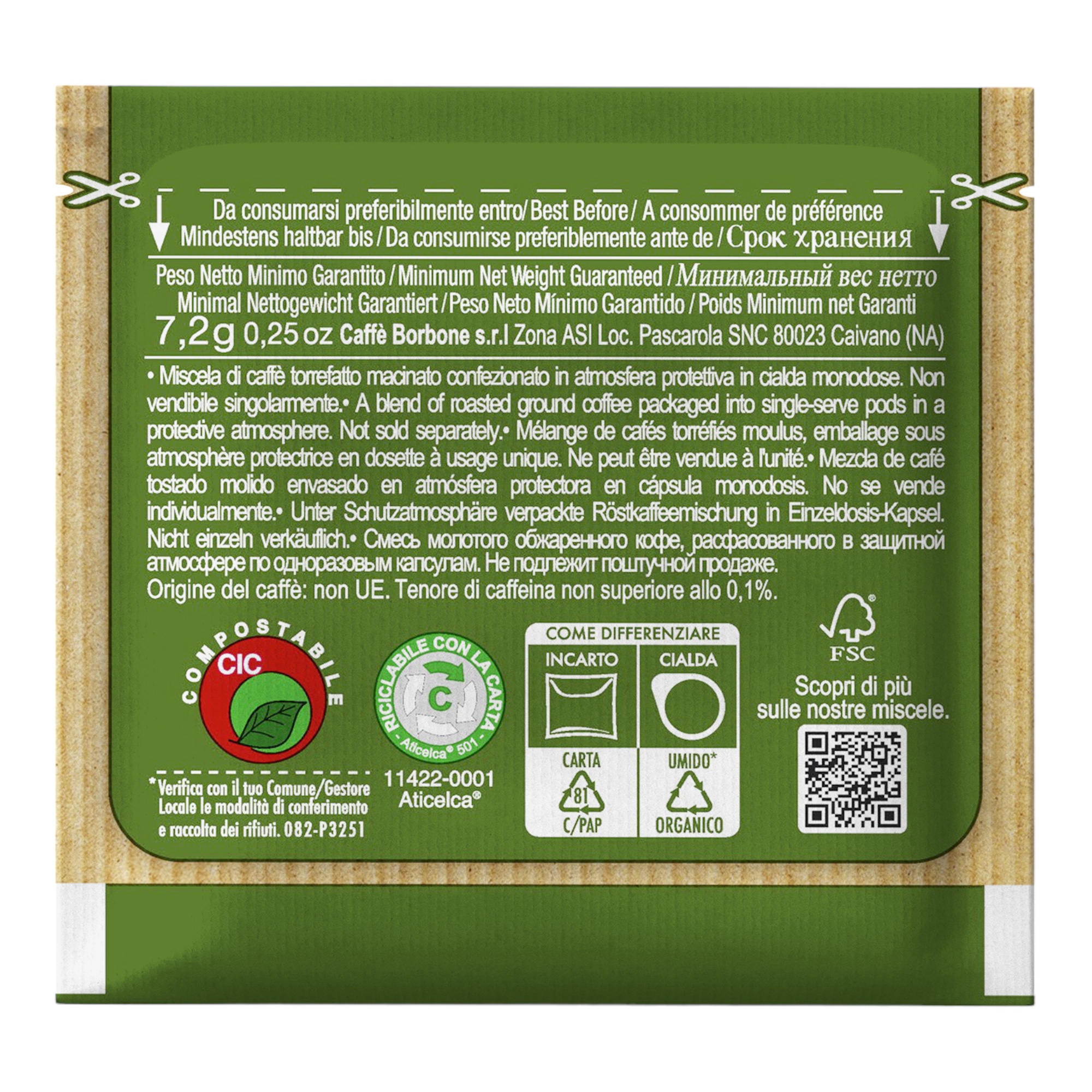 Caffè Borbone Kaffeepads Dekoffiniert 50 E.S.E. Pads Caffè Borbone Kaffeepads Dekoffiniert 50 E.S.E. Pads