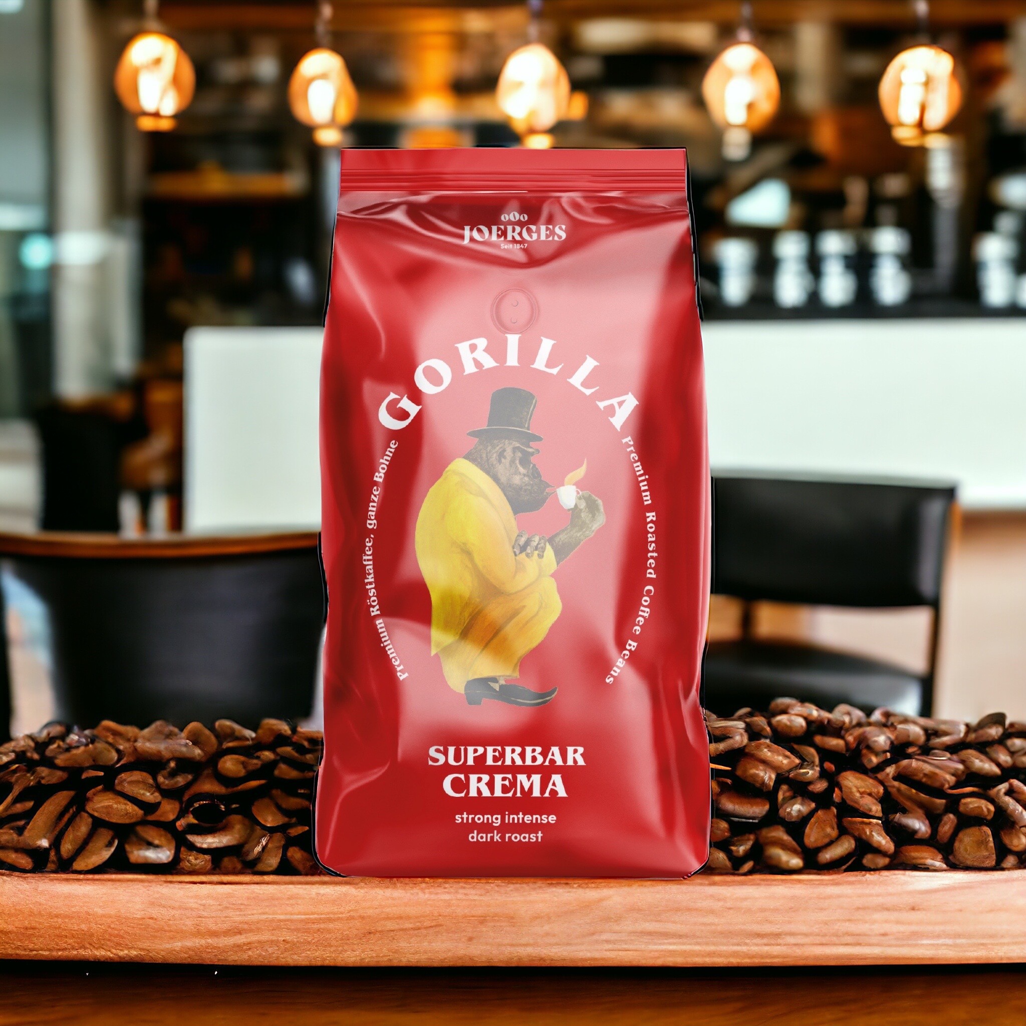 Joerges Gorilla Superbar Crema 1kg 2x Joerges Espresso Gorilla Bar Crema 1000g + 1x Weiche Amaretti 150g