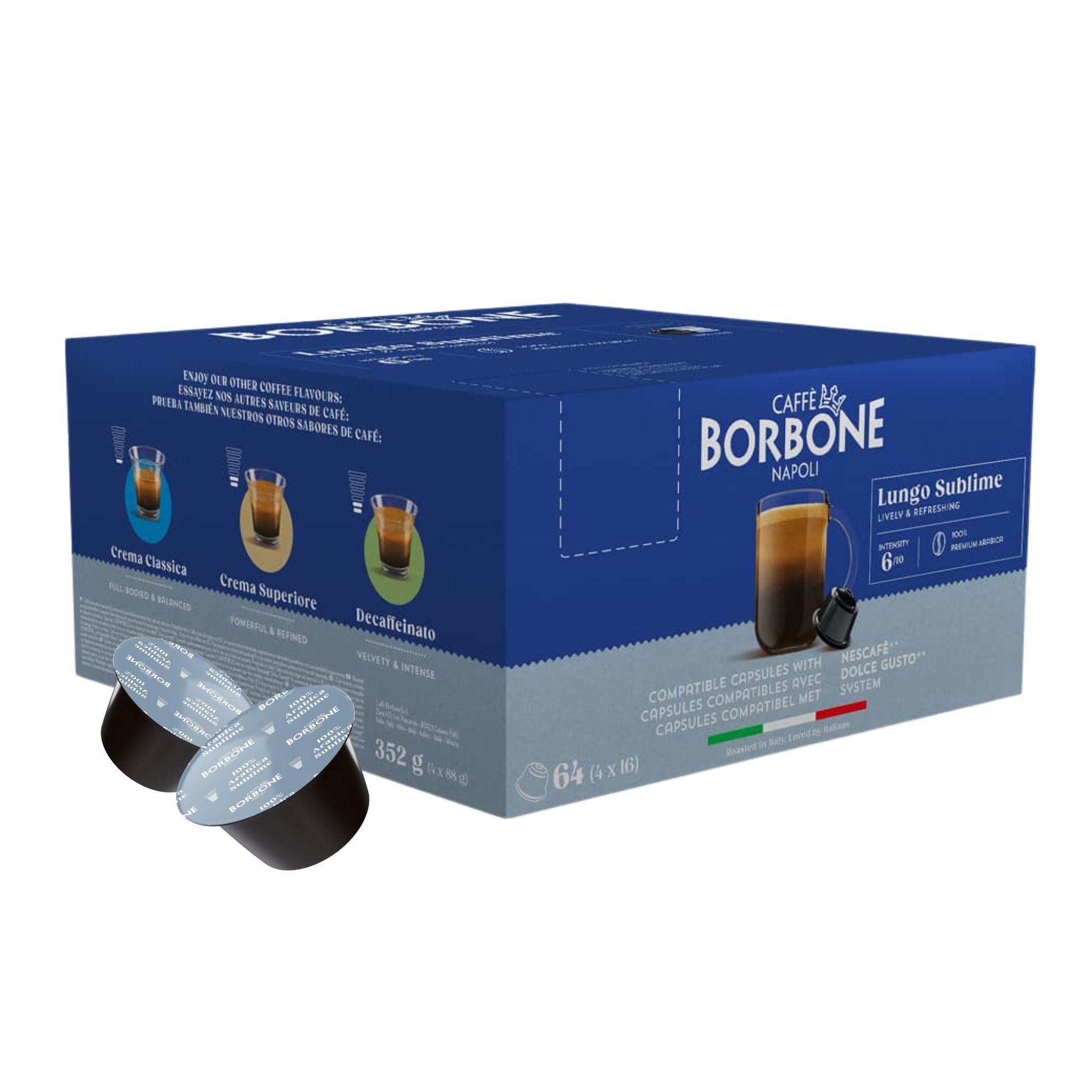 Caffè Borbone 64 Kapseln Lungo Kompatibel mit Nescafè®* Dolce Gusto®*