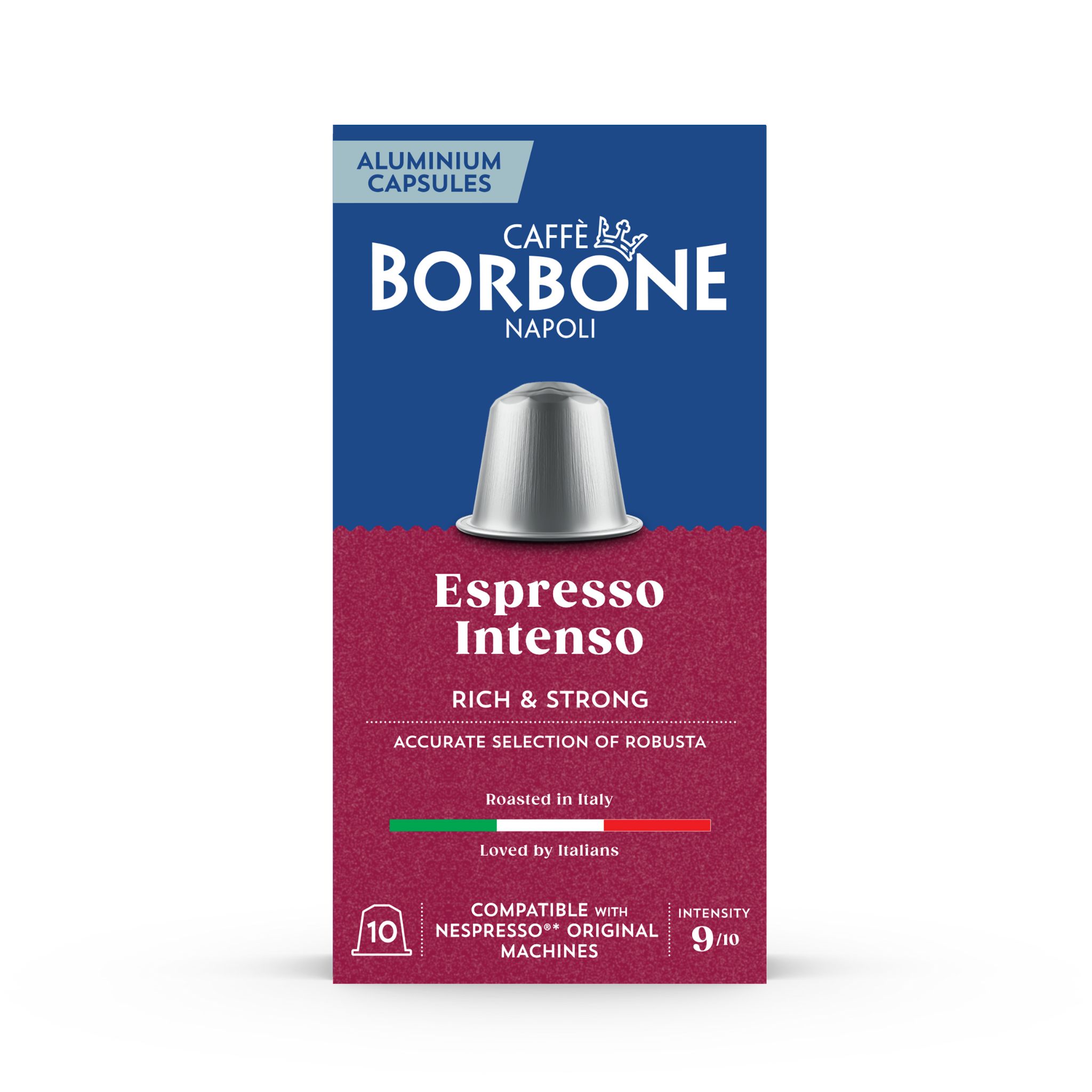 Caffè Borbone Espresso Intenso 100 Kapseln Nespresso® kompatibel Caffè Borbone Aluminium Kapseln Espresso Intenso 10x50g (100x5g) Karton