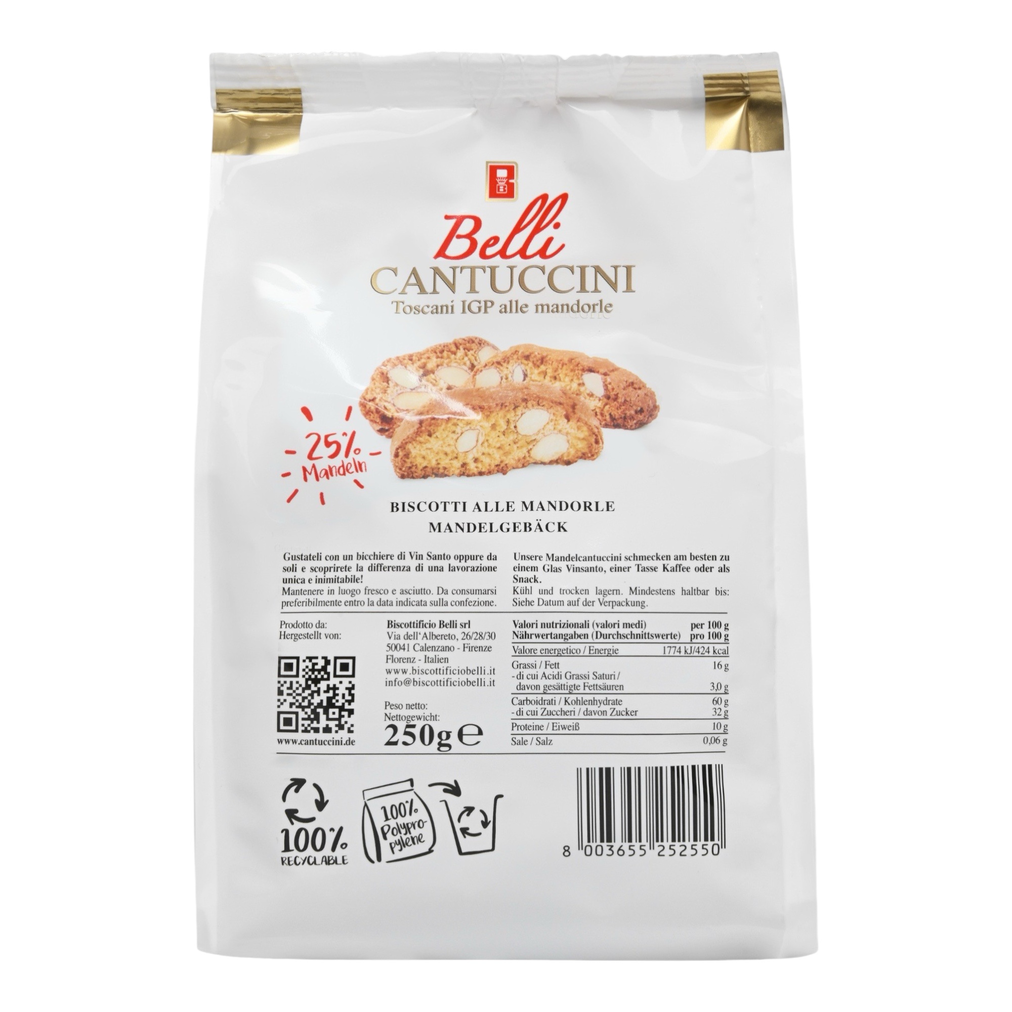 Belli Cantuccini alle Mandorle Toscani IGP 25% Mandeln 10x 250g
