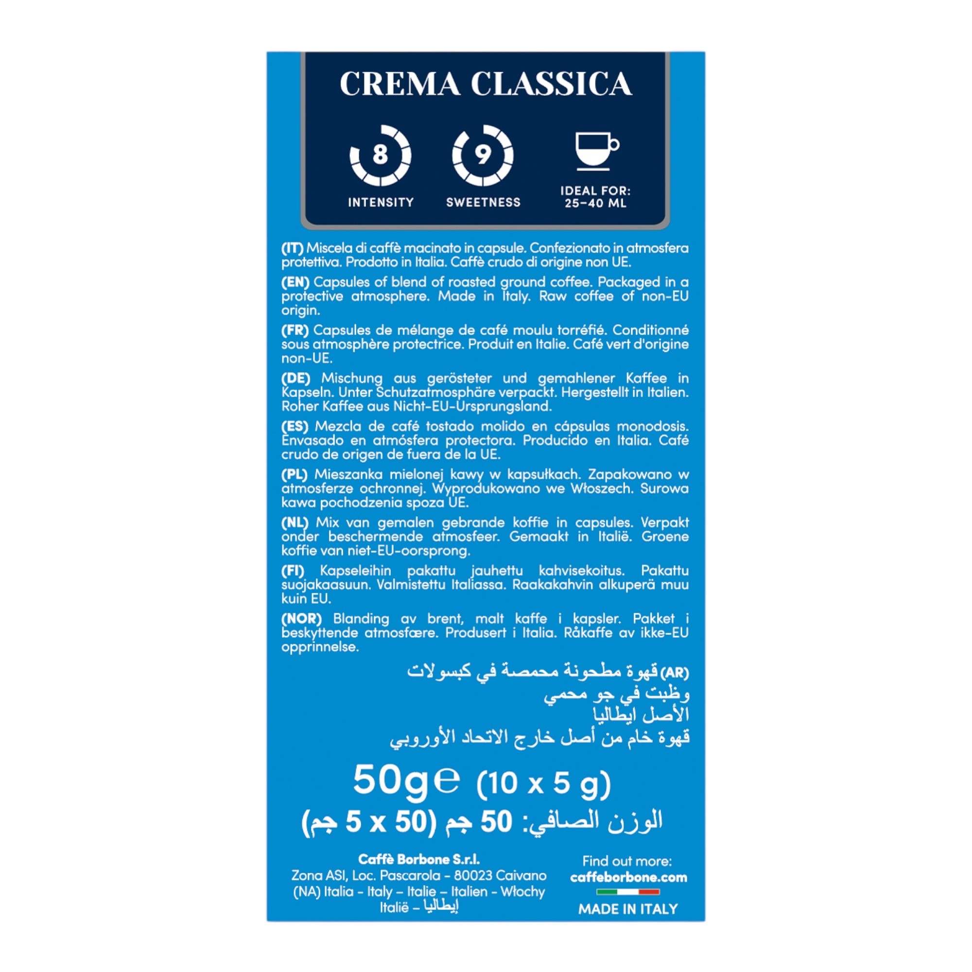 Caffè Borbone Crema Classica 100 Kapseln Nespresso® kompatibel Caffè Borbone Crema Classica 100 Kapseln Nespresso® kompatibel