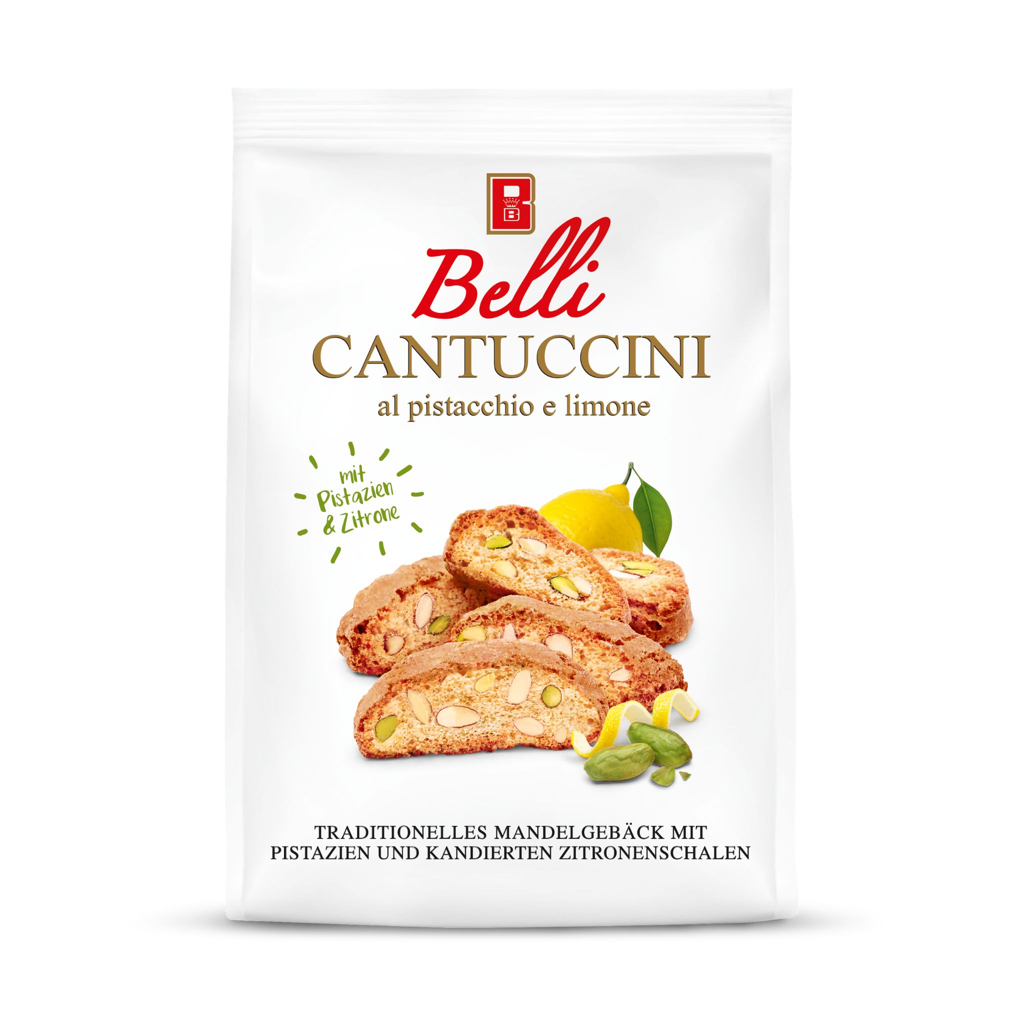 Belli Cantuccini Pistazie & kandierte Zitronenschalen 200g Belli Cantuccini Pistazie & kandierte Zitronenschalen 200g