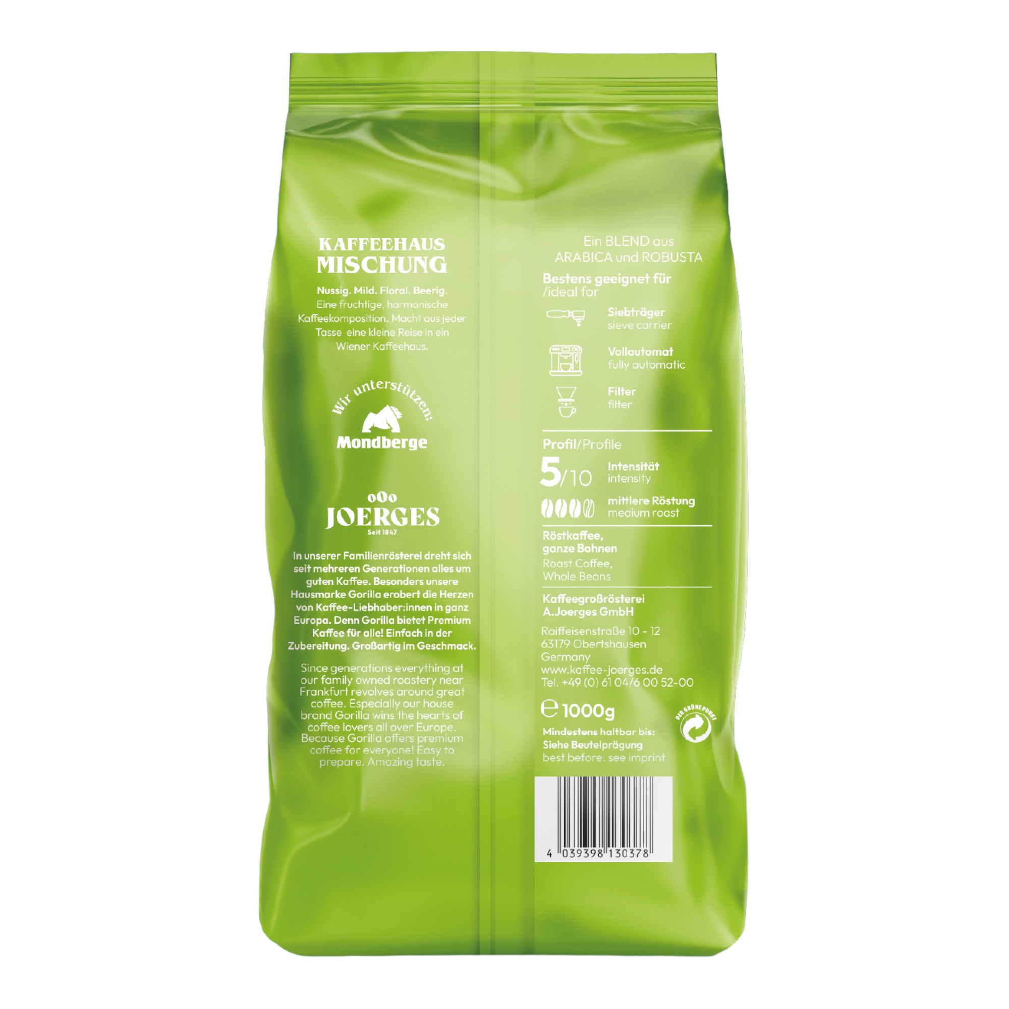 Joerges Gorilla Kaffeehaus Mischung 1kg Joerges Gorilla Kaffeehaus Mischung 1kg